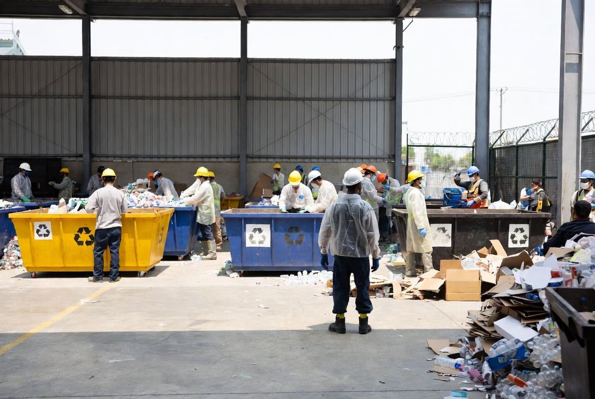 Waste management corp supporting industrial waste segregation and recycling for zero waste to landfill